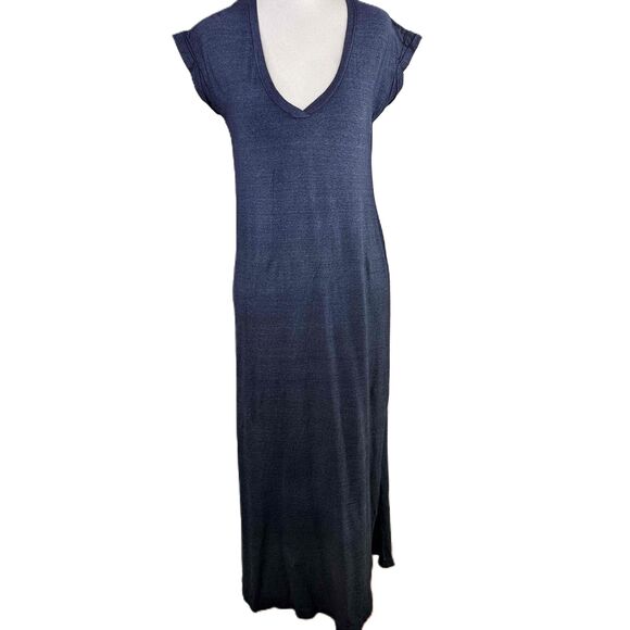 Cloth & Stone Blue Ombre Nila Short Sleeves V-Neck Maxi Dress Size Small - Picture 1 of 7